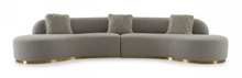 Load image into Gallery viewer, Glam Grey Fabric Curved Sectional Sofa