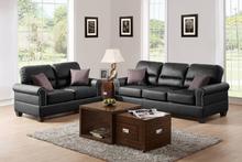 Load image into Gallery viewer, Black Bonded Leather 2-Pcs Sofa Set Traditional