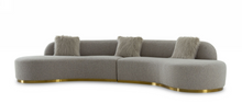 Load image into Gallery viewer, Glam Grey Fabric Curved Sectional Sofa
