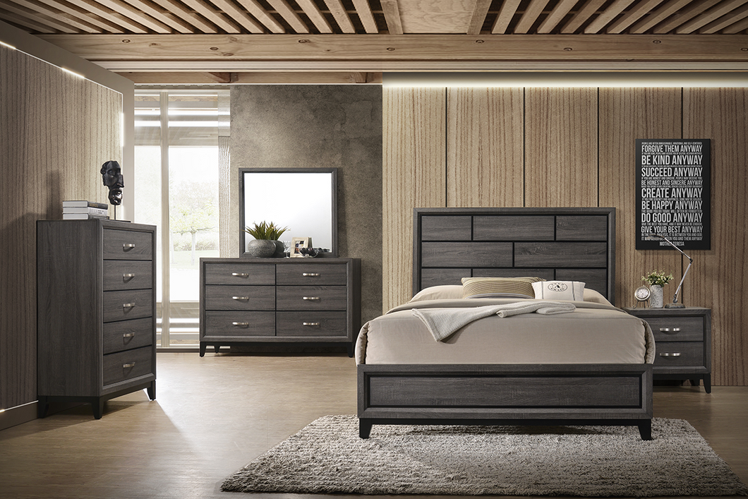 5Pc Bedroom Set in Dark Brown