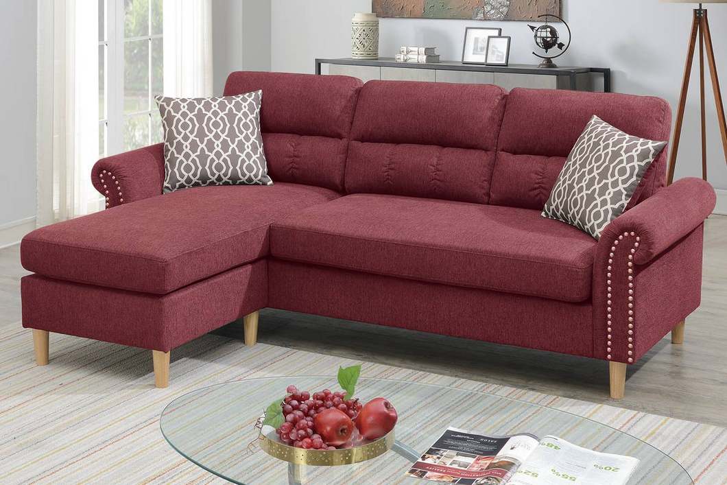 Reversible Sectional Set W/ 2 Accent Pillows