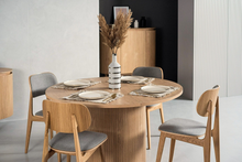 Load image into Gallery viewer, Modern Natural Oak Round Dining Table With Extension
