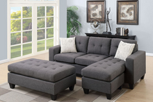 Load image into Gallery viewer, 3pc Reversible Sectional Sofa Set W/ Ottoman
