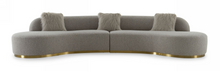 Load image into Gallery viewer, Glam Grey Fabric Curved Sectional Sofa
