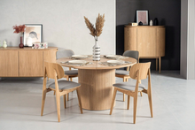 Load image into Gallery viewer, Modern Natural Oak Round Dining Table With Extension
