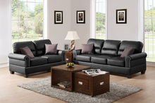 Load image into Gallery viewer, Black Bonded Leather 2-Pcs Sofa Set  Traditional
