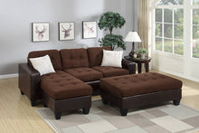 Load image into Gallery viewer, 3pc Reversible Sectional Sofa Set W/ Ottoman
