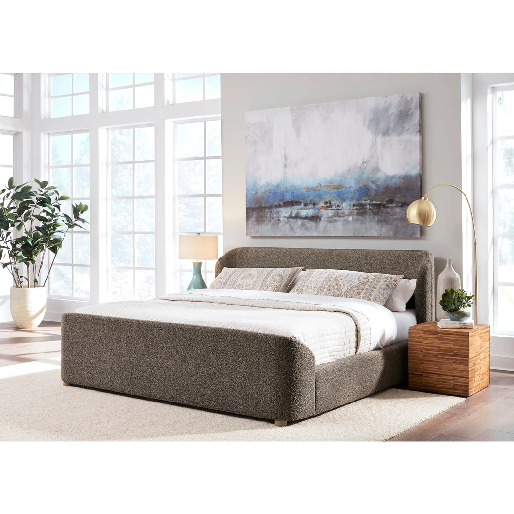 Calking Kiki Upholstered Platform Bed in Pumpernickel Boucle